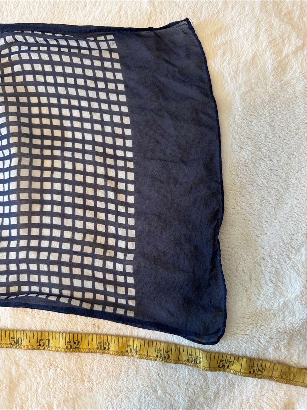 Navy and White silk scarf